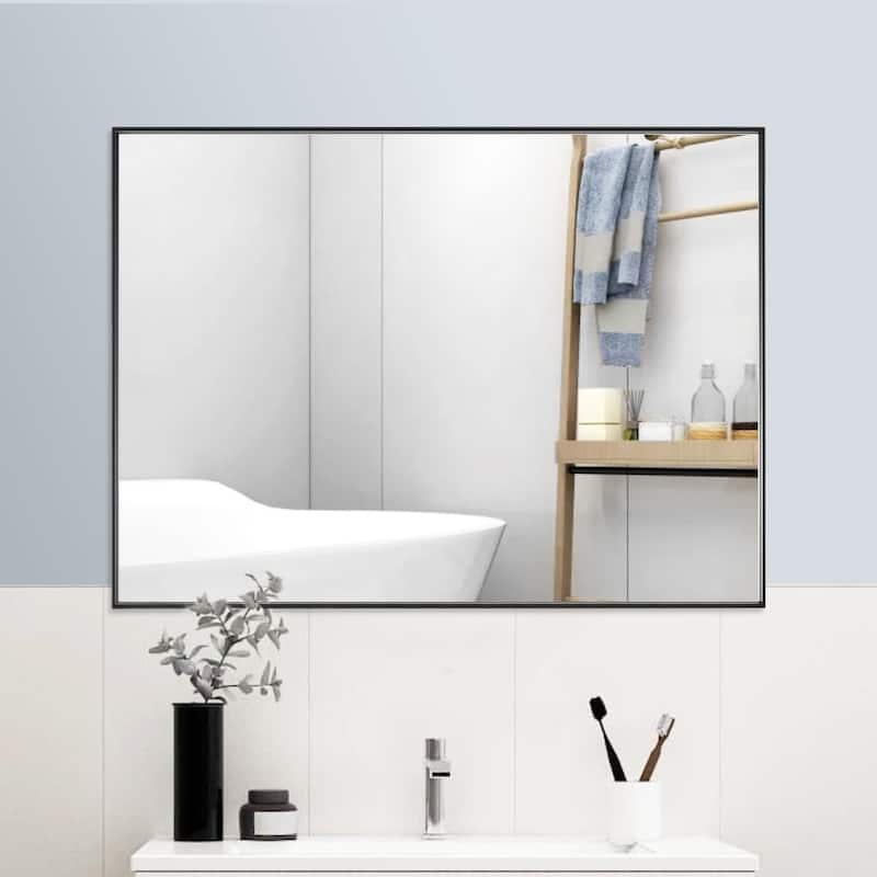 Modern Rectangle Metal Framed Bathroom Vanity Mirror Wall Mirror
