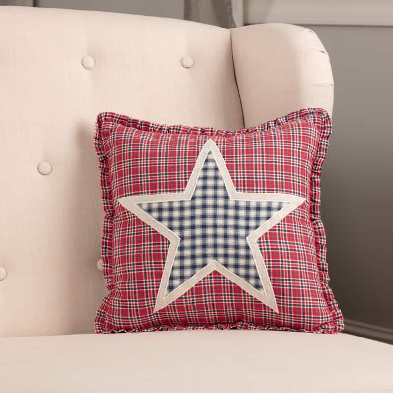 Hatteras Star Pillow 12x12 - Polyester - Pillow 12x12 - Accent - Americana Red/Cotton White/Denim Blue