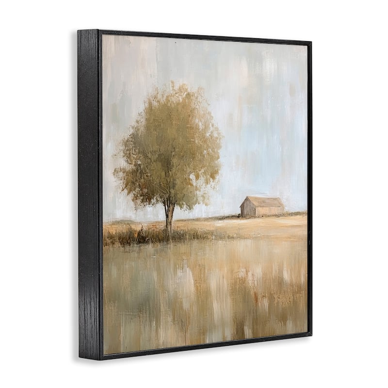 Stupell Distant Barn and Lone Tree Framed Giclee Art Design By Petal Prints Design
