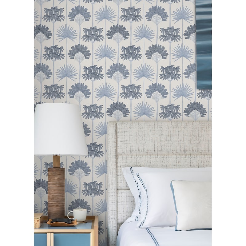 NuWallpaper Kentia Blue Peel and Stick Wallpaper