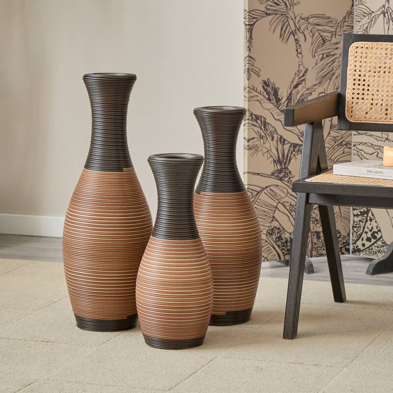Hand-Woven PVC Rattan Floor Vase