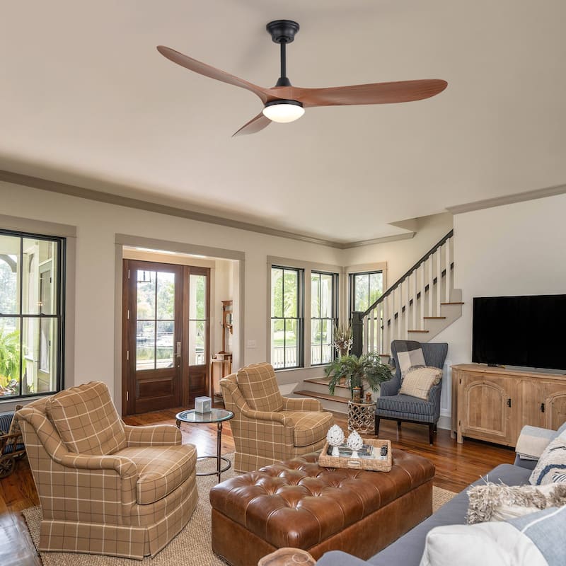 Sofucor 60"Ceiling Fan with Light and Remote Control,Outdoor/Indoor High CFM Quiet 3 ABS Blades for Patio,Porch,Farmhouse,Gazebo