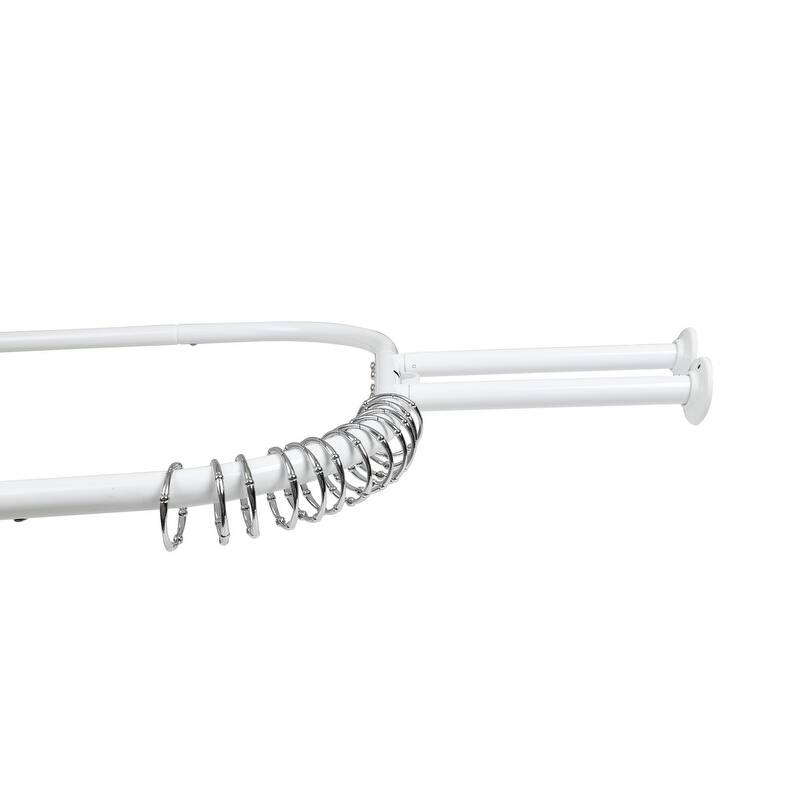 Utopia Alley Rustproof Wall Mounted Aluminum Hoop Shower Rod With Ceiling Support for Clawfoot Tub, 46 * 22 in, White