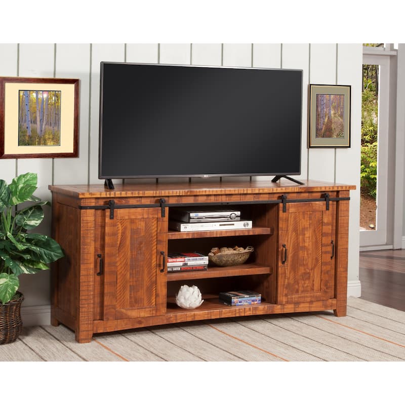 Rustic Farmhouse 65-Inch Wide Solid Wood TV Stand