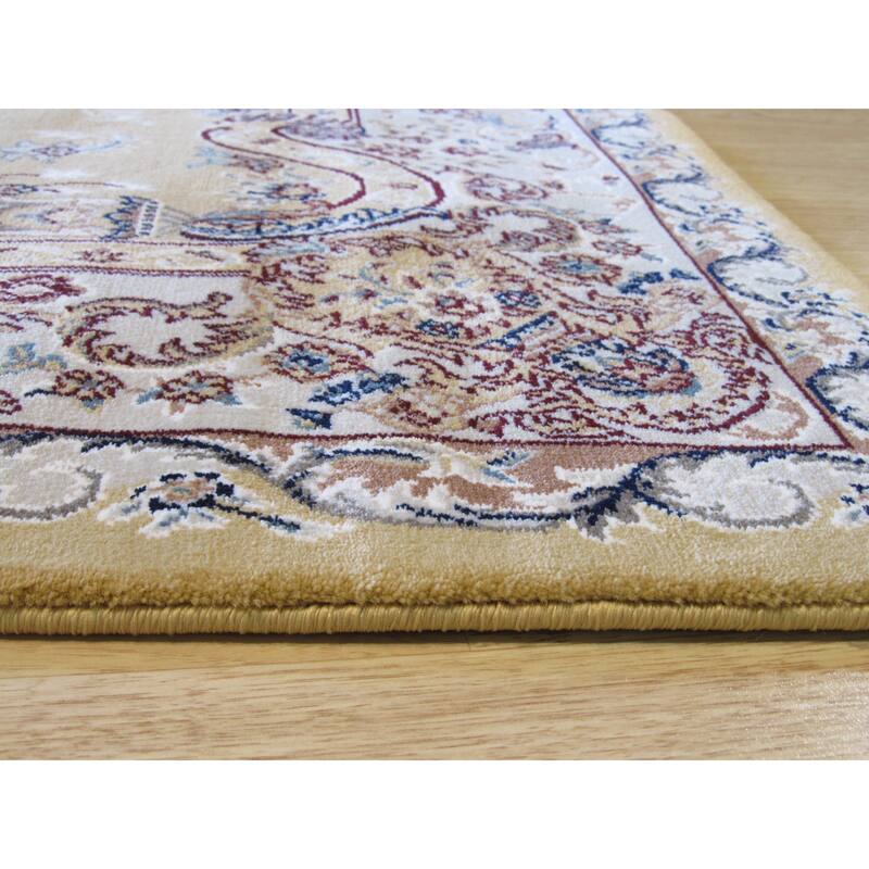 Gold Traditional Oriental Tabriz Design Area Rug - 3'11 x 5'11