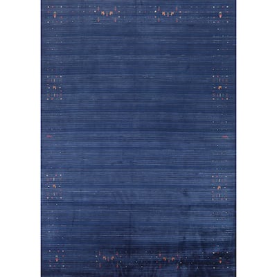 Hand Knotted Oriental 100% Wool Carpet Tribal Tribal Navy Blue & Blues Gabbeh Area Rug - 11' 4'' X 9' 0''