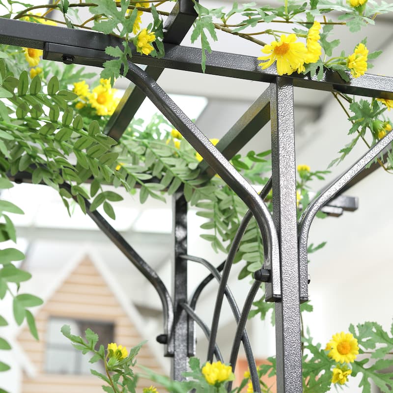 82'' Decorative Metal Garden Trellis Arch with Durable Steel Tubing & Elegant Scrollwork, Perfect for Weddings