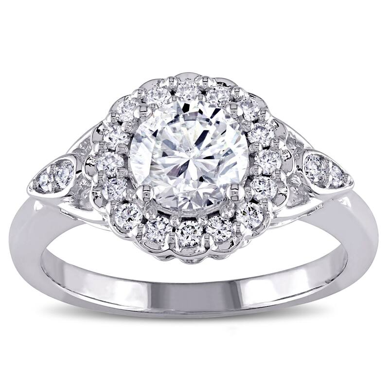 Miadora Signature Collection 14k White Gold 1 1/4ct TDW Diamond Halo Engagement Ring