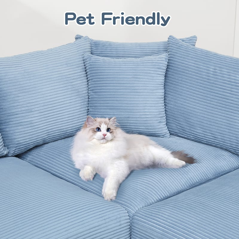 GDFStudio - Soft Corduroy Fabric 1-Seater 54.3" Sofa Chair with Ottoman