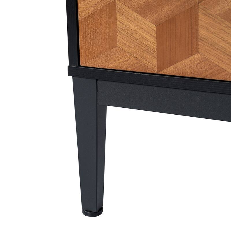 Apakah Modern 25"Tall 2-Drawer Nightstand with Charging Station and Adjustable Legs Set of 2 by HULALA HOME