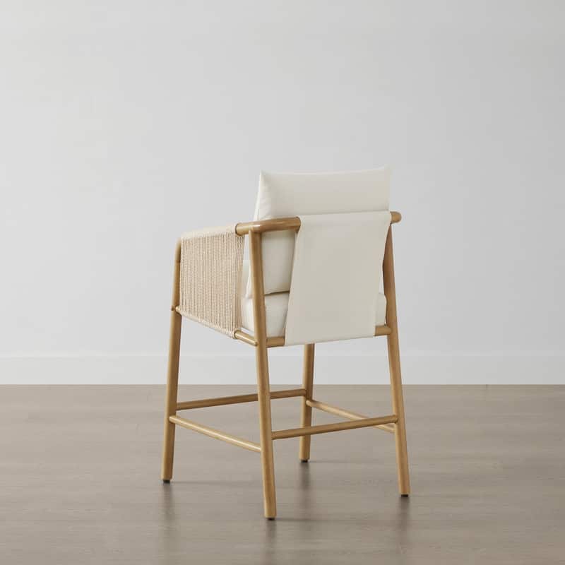 Lynn Counter Height Bar Stool with Braid Wood Arm Set of 2