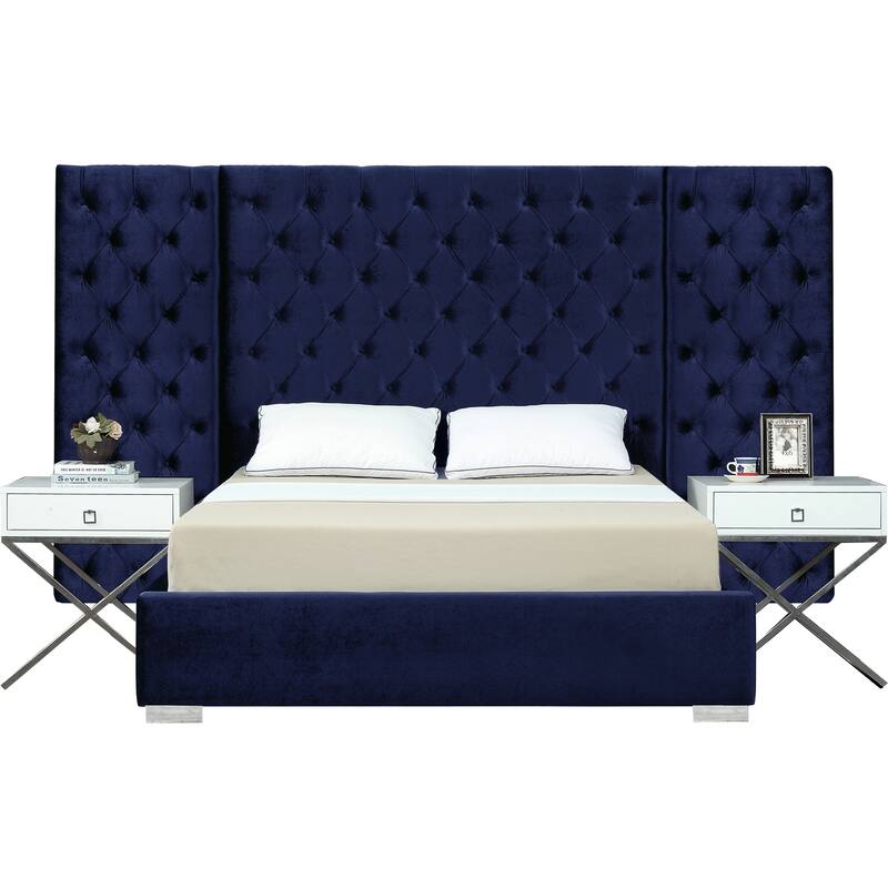 Plush Velvet Queen Upholstered Bed with Deep Button-Tufted Headboard for Serene Bedroom