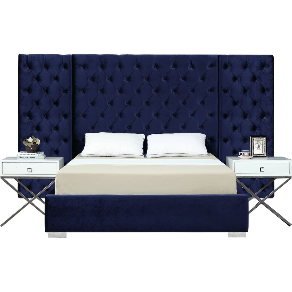 Plush Velvet Queen Upholstered Bed with Deep Button-Tufted Headboard for Serene Bedroom