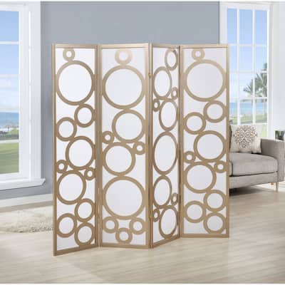 Arvada 4-Panel Wood Room Divider with Circle Pattern