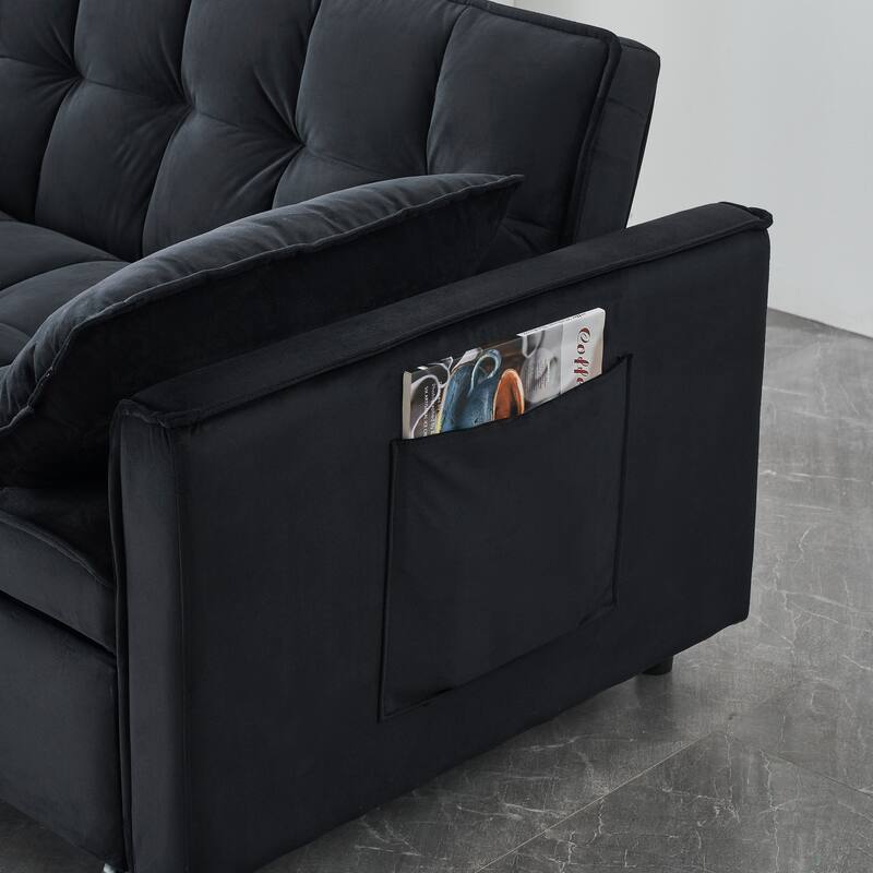 Compact Sofa Bed with Curved Backrest and Metal Legs - Comfortable 2-Person Sleeper Couch