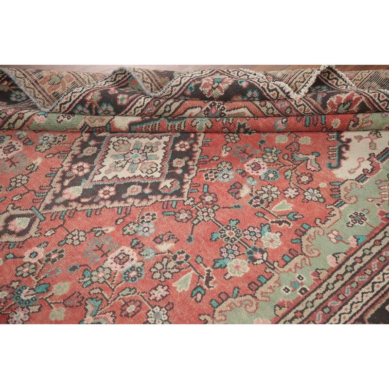 Hand Knotted Oriental 100% Wool Carpet Traditional Medallion Pink Hamedan Area Rug - 8' 11'' X 6' 5''