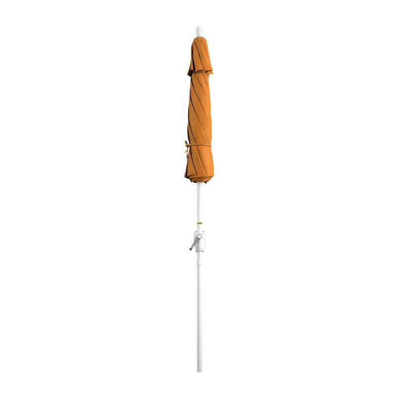 California Umbrella 7.5' Round Crank Lift Push Button Tilt White Aluminum Patio Umbrella Sunbrella