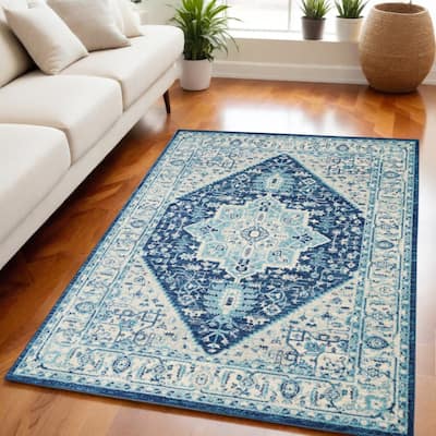 HomeRootsFloral Medallion Transitional Rectangle Area Rug - 87' X '63' X '0.5