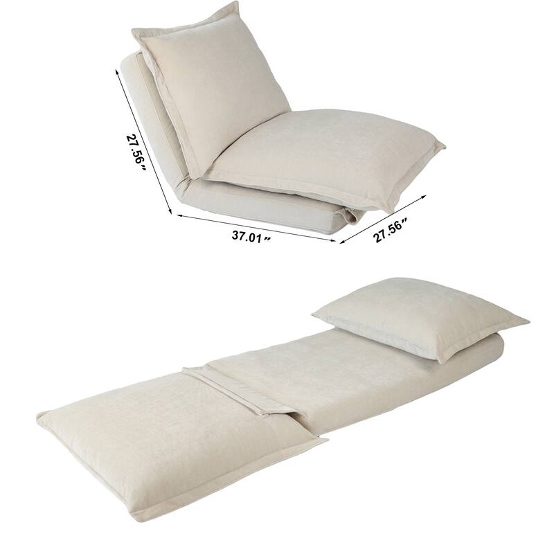 Lazy Sofa Chair Reclining Sofa Bed Floor Standing Single Sleeper Couch with Pillows and Adjustable Backrest for Small Space