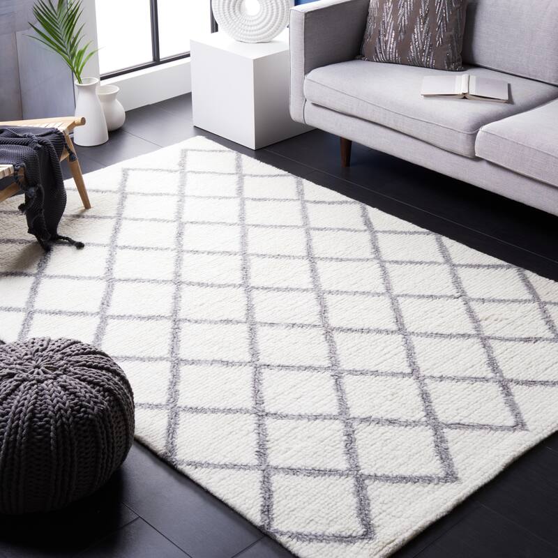 SAFAVIEH Handmade Vermont Carie New Zealand Wool Rug - 3' x 5' - Ivory/Grey