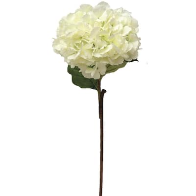 Creamy White Mophead Hydrangea Stem Artificial Flower