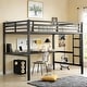 preview thumbnail 1 of 12, Metal TwinXL/Full Size Loft Bed with Power Outlet and LED Lighted, Noise Reduced Full