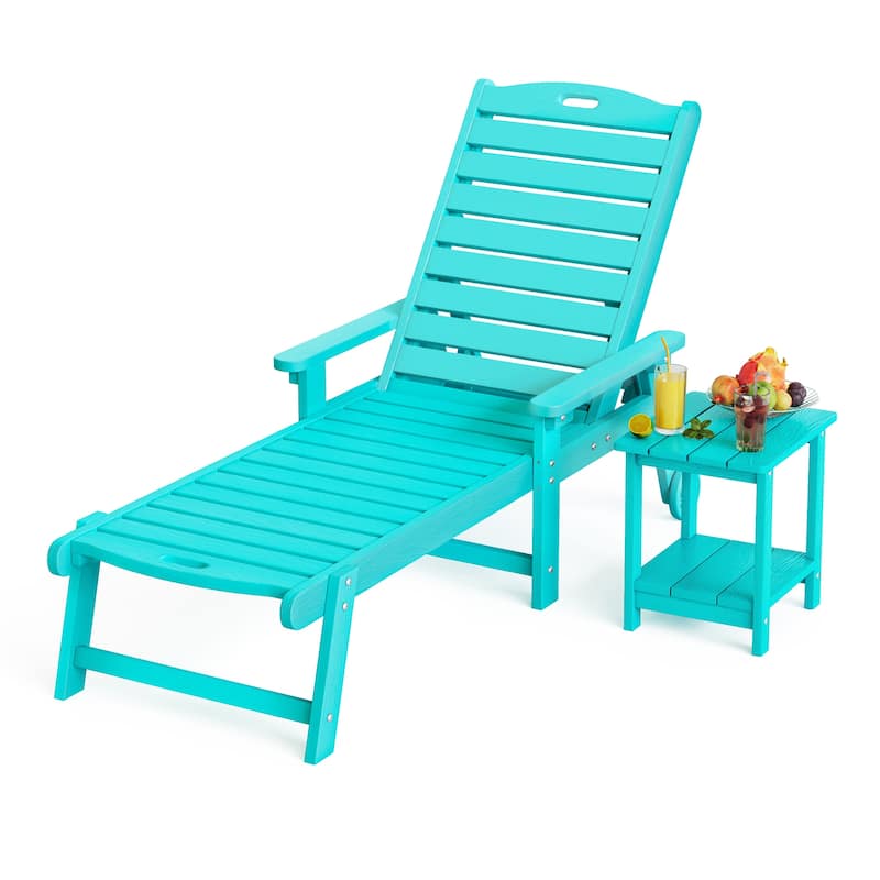 HDPS All Weather Outdoor Chaise Lounge With Side Table (2-piece Set)