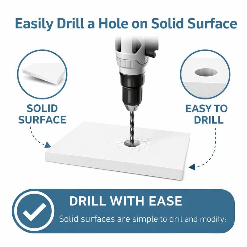 Thin Modern White and Black Solid Surface Vanity Countertop - Sizes 24", 30", 36", 48", 60", 72", 84"