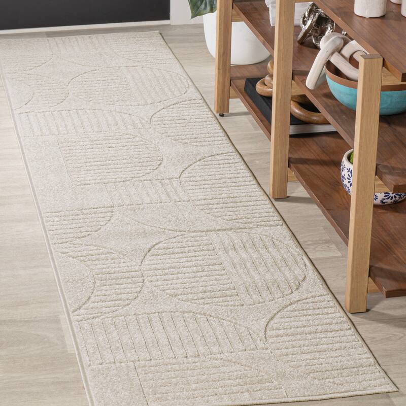 JONATHAN Y Dila Geometric Arch Scandi Striped Ivory/Cream Area Rug - 2' x 10' - Ivory/Cream