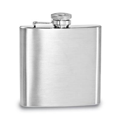 Curata Brushed Stainless Steel 6 Ounce Square Flask with Funnel