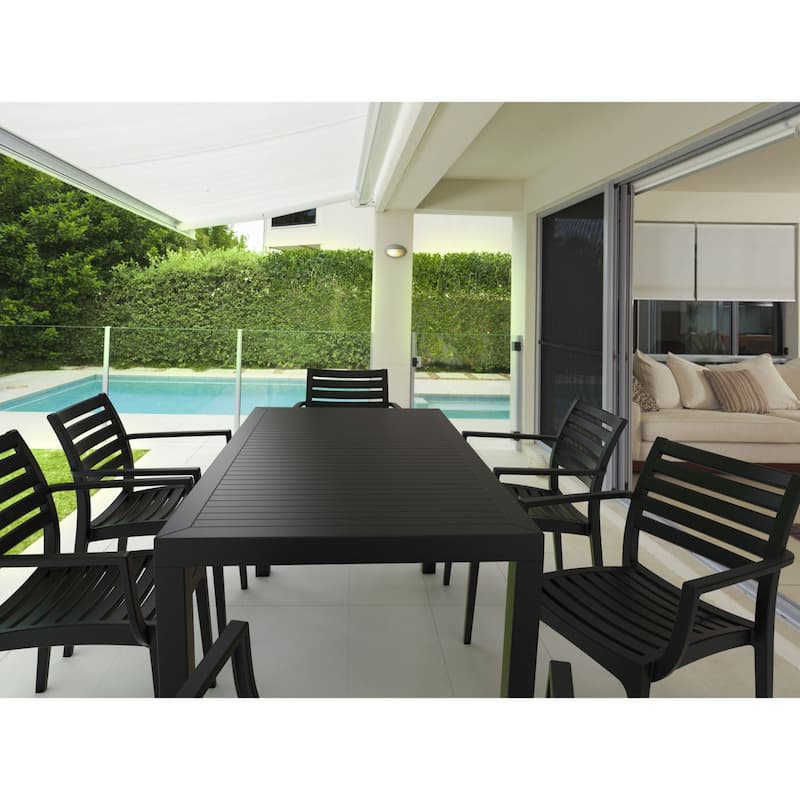 7-Piece Black Patio Dining Set with Armchairs 55"