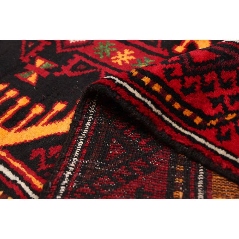 ECARPETGALLERY Hand-knotted Baluch Orange, Red Wool Rug - 3'0 x 5'6