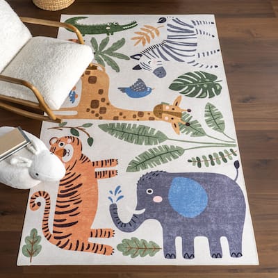 Nuloom Zia SplashGuard Graphic Machine Washable Area Rug