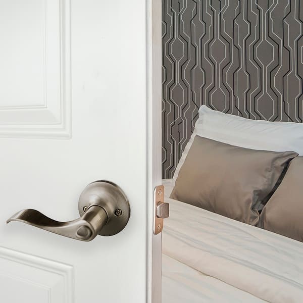 Stratford Satin Nickel Privacy Bed/Bath Door Lever with Universal 6-Way Latch (6-Pack) Stratford Satin Nickel Privacy Bed/Bath Door Lever with Universal 6-Way Latch (6-Pack)