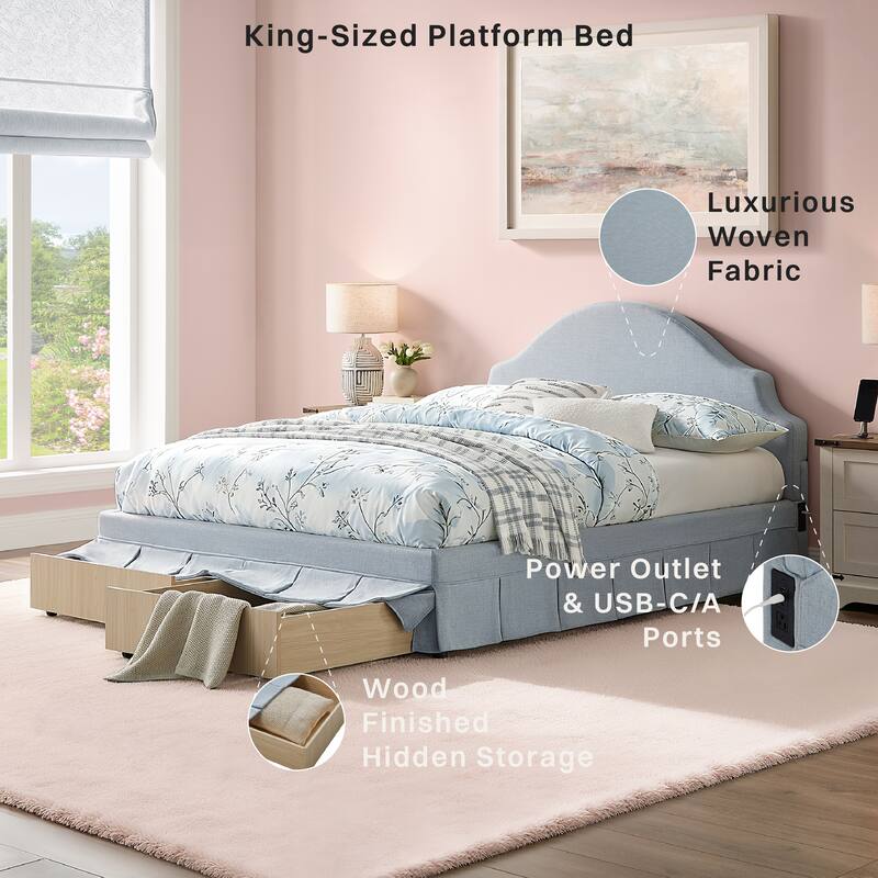 Canton Upholstered Queen Size Storage Bed