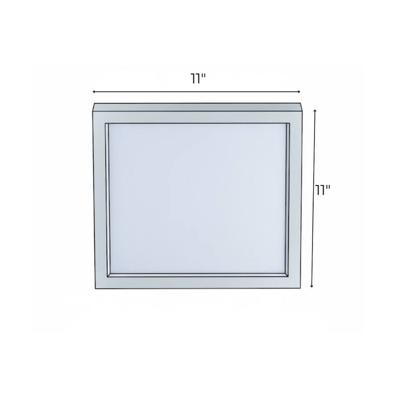 11"w 1-Light Square Low Profile LED Flush Mount Light White Acrylic Finish, RP Lighting