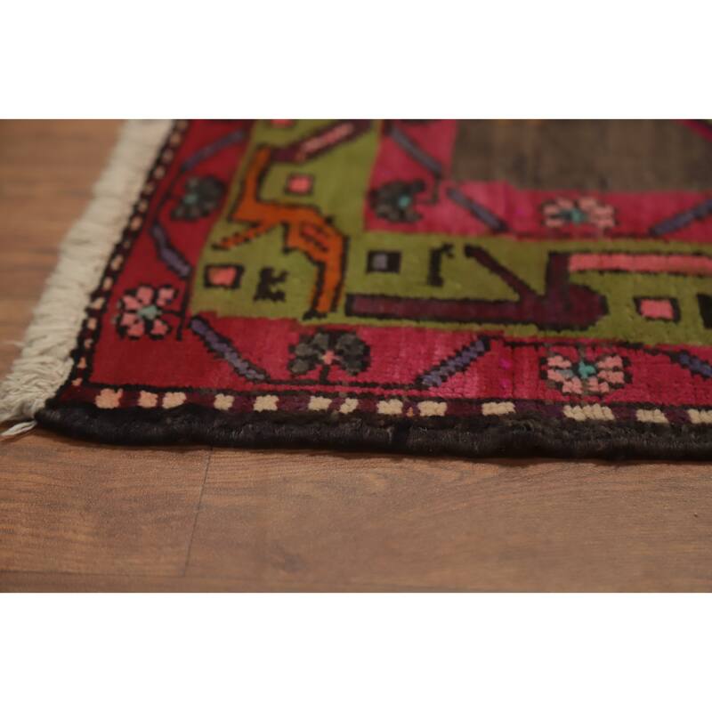 Hand Knotted Oriental 100% Wool Carpet Traditional Tribal Greys & Charcoal Ardebil Runner Rug - 10' 8'' X 3' 7''