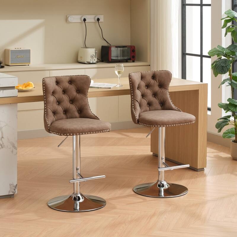 Swivel Foam Barstools Adjusatble Seat Set of 4