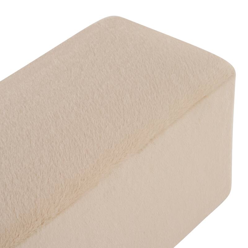Roomfitters Almond Plush Long Ottoman Bench, Modern Minimalist Footstool