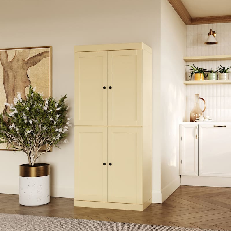 Palace Imports 100% Solid Wood 32" Pantry Cabinet with Shaker Doors and Adjustable Shelves - Yellow
