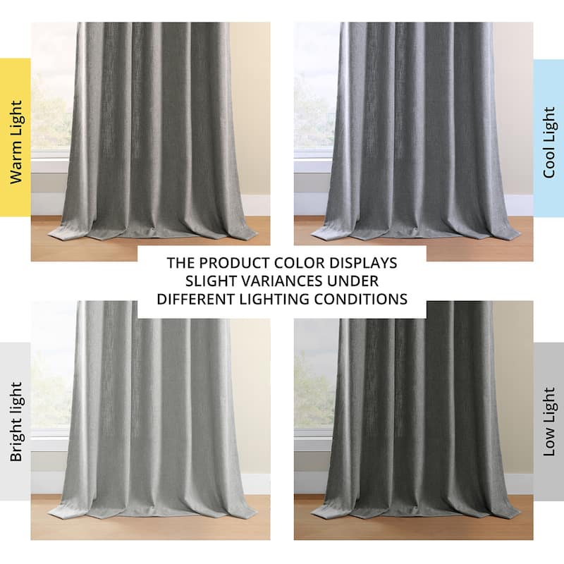 Exclusive Fabrics Basic Faux Linen Curtain Pair - 2 Panels - Light Filtering Window Curtains