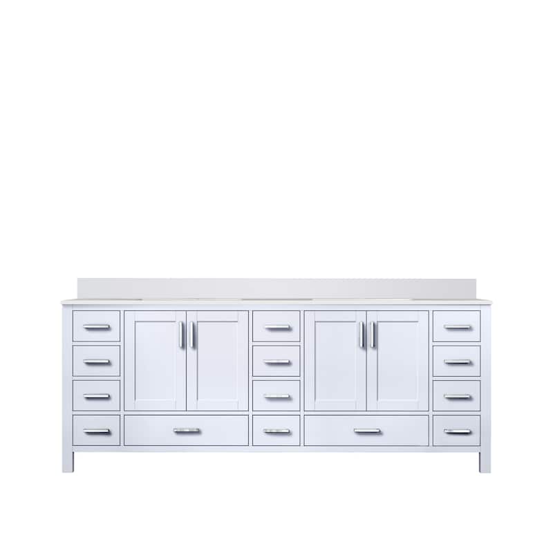 Jacques 84 in. W x 22 in. D White Double Bath Vanity and White Quartz Top