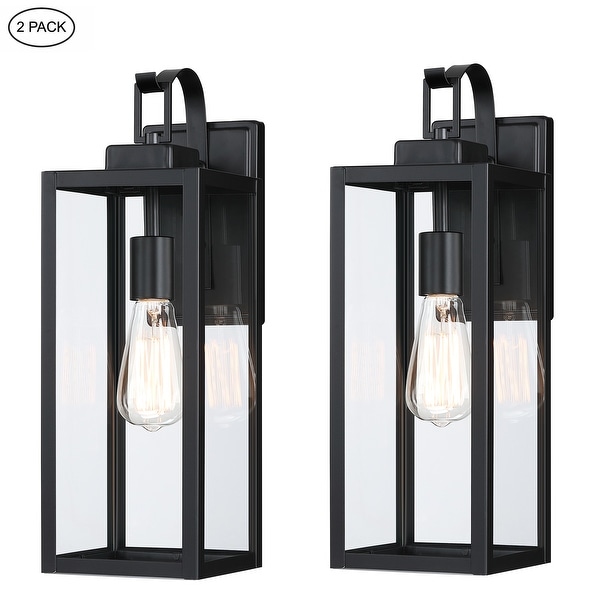 2 pack 17.7 in. 1 Light Matte Black Outdoor Wall Lantern Sconce with Clear Glass Dusk to Dawn could be chosen On Sale Bed Bath Beyond 36654128