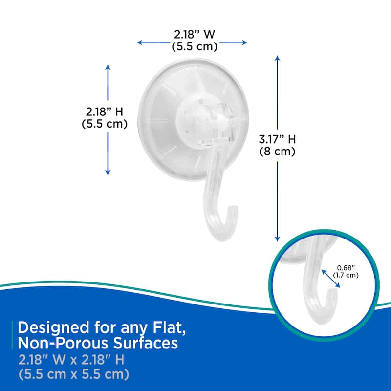 Kenney Suction Cup Hooks, Set of 3 - Clear