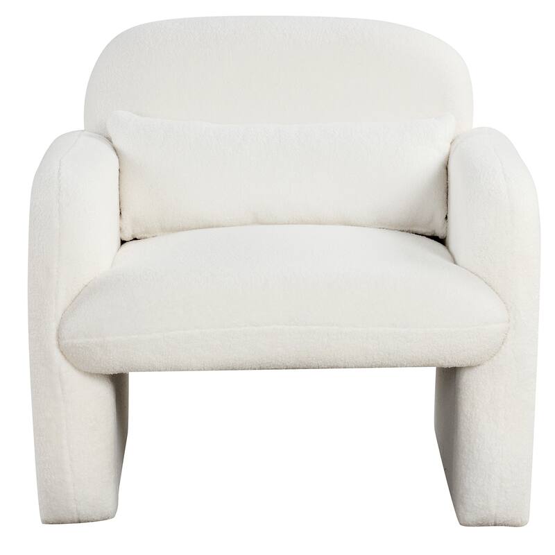 Gymax 2PCS Modern Accent Chair Sherpa Fabric Upholstered Armchair w/
