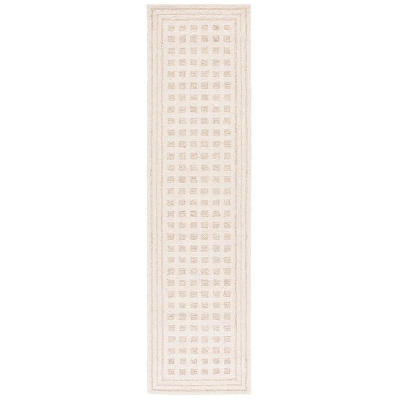 SAFAVIEH Handmade Ebony Torun Contemporary Wool Rug - 2'3" x 9' Runner - Ivory/Beige