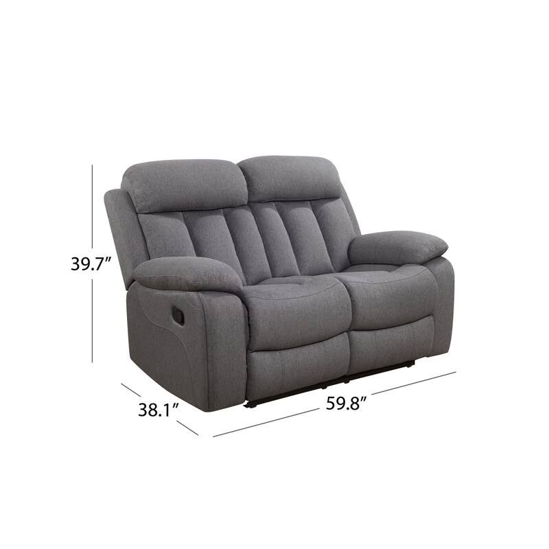 Abbyson Living Fletcher 2PC Fabric Reclining Sofa & Loveseat, Gray