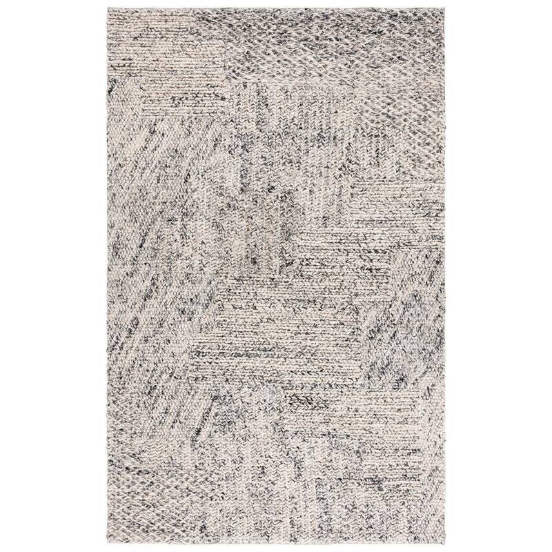 SAFAVIEH Handmade Natural Erltrud Fiber Farmhouse Hemp Rug - 5' x 8' - Black/Ivory