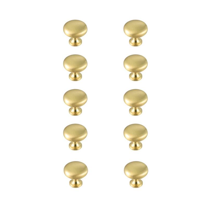 Carmen 1.2" Diameter Mushroom Knob Multipack (Set of 10) - Brushed Gold