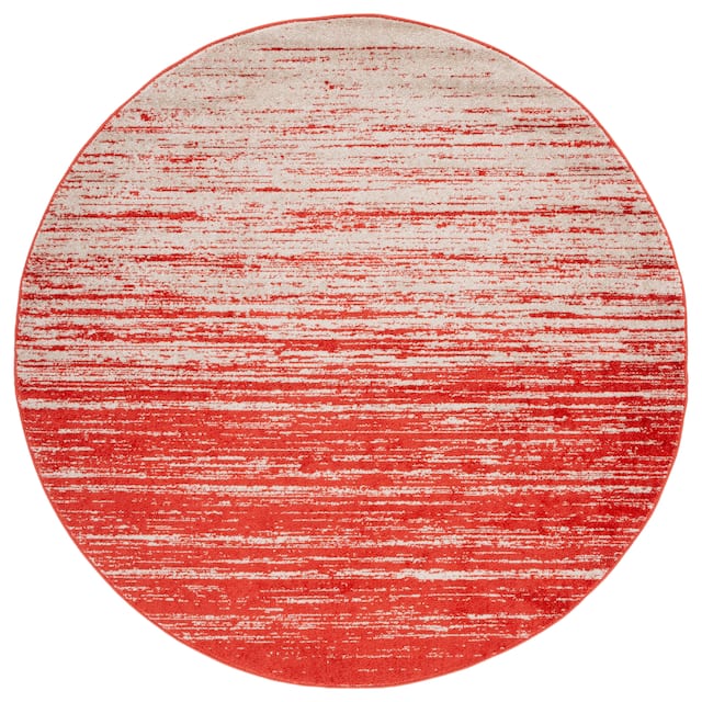 SAFAVIEH Adirondack Vera Modern Ombre Distressed Stripe Area Rug - 6'7" Round - Orange/Grey